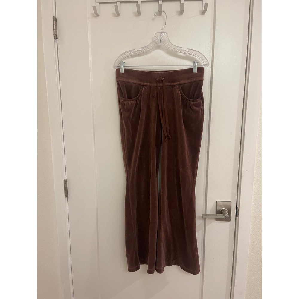 Vintage Y2K Velour Brown Flare Track Yoga Pants Pilates Loungewear